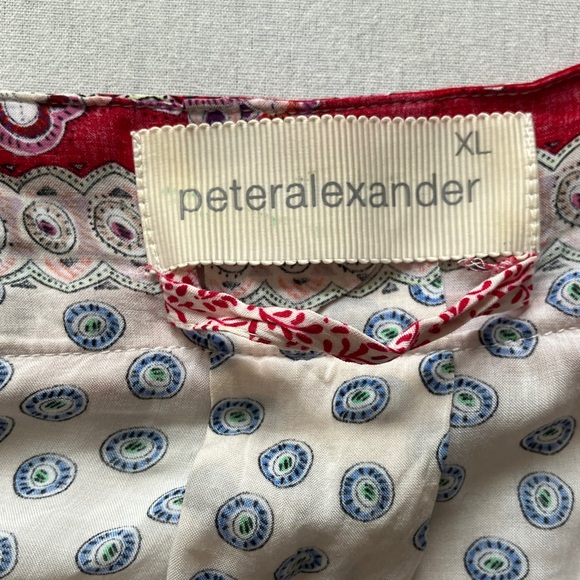 Peter Alexander Cream, Red & Blue Patterned Satin Robe - Picture 2 of 10
